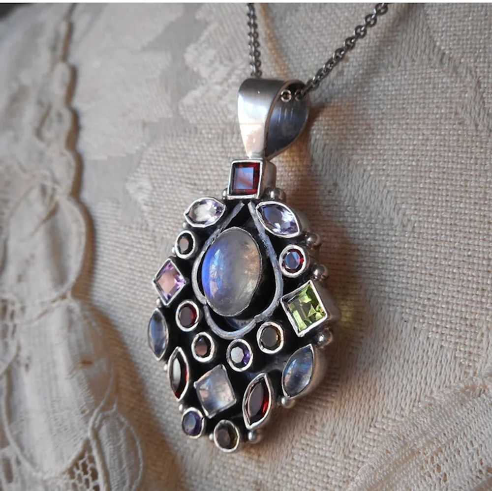 Sterling Silver Moonstone and Colored Gem Stones … - image 12