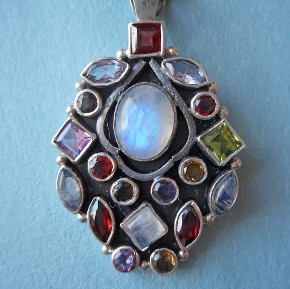 Sterling Silver Moonstone and Colored Gem Stones … - image 2