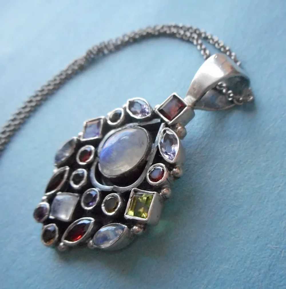 Sterling Silver Moonstone and Colored Gem Stones … - image 3