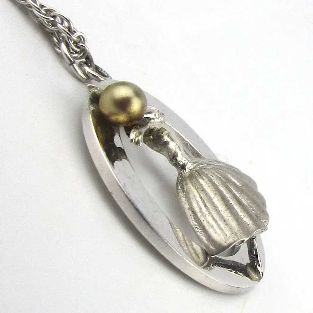 Vintage WELLS Sterling Silver Ballerina Pendant N… - image 4