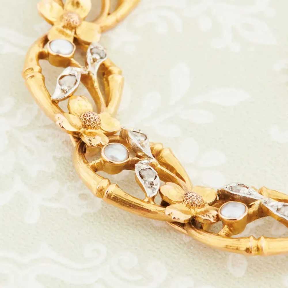 Antique Art Nouveau 18ct Gold Pearl & Diamond Mis… - image 6