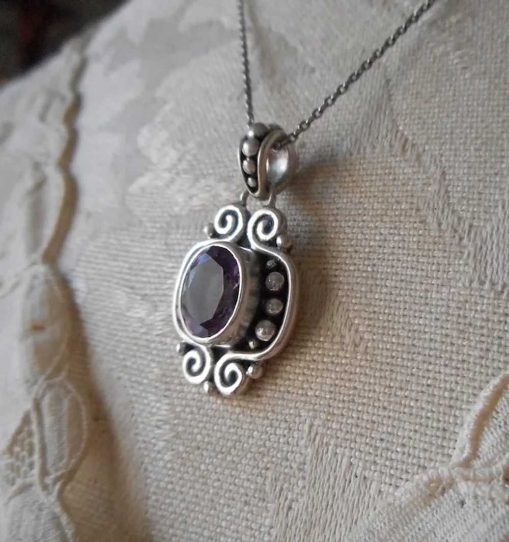 Amethyst Sterling Silver Drop Necklace Gemala Bali - image 9