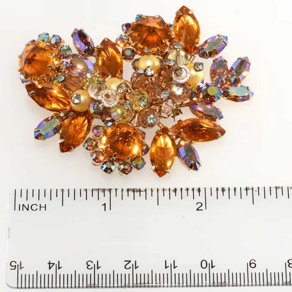 Vendome Brooch Amber Inverted Stones Faux Pearls … - image 3