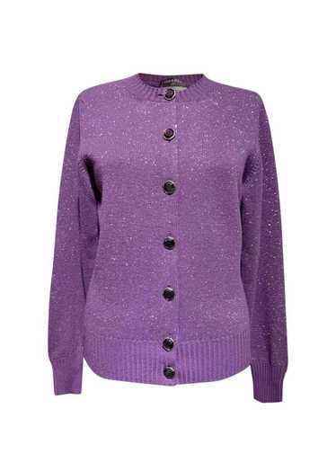 Chanel Purple Metallic Knit Cashmere Cardigan - image 1