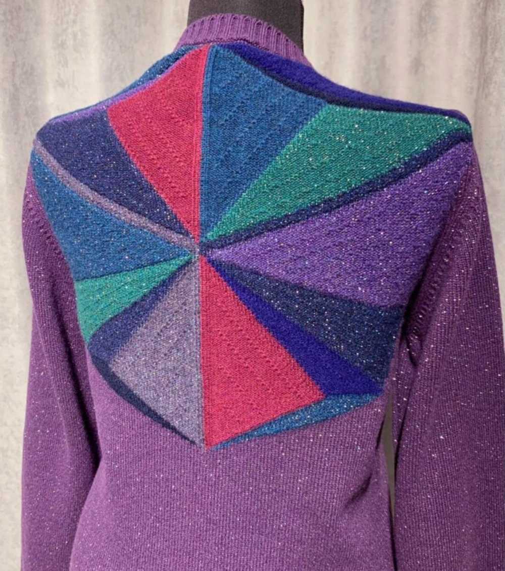 Chanel Purple Metallic Knit Cashmere Cardigan - image 5