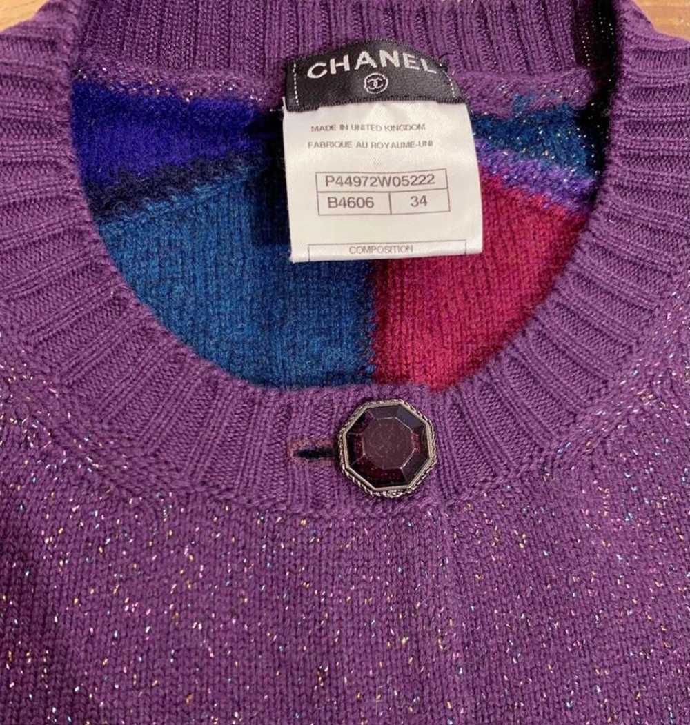 Chanel Purple Metallic Knit Cashmere Cardigan - image 7