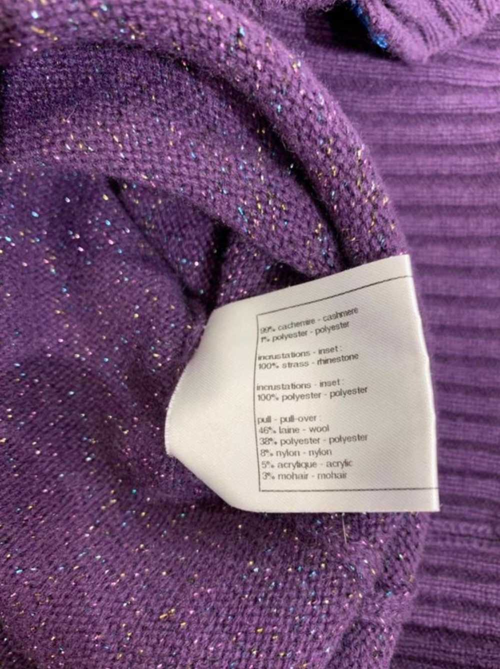 Chanel Purple Metallic Knit Cashmere Cardigan - image 8