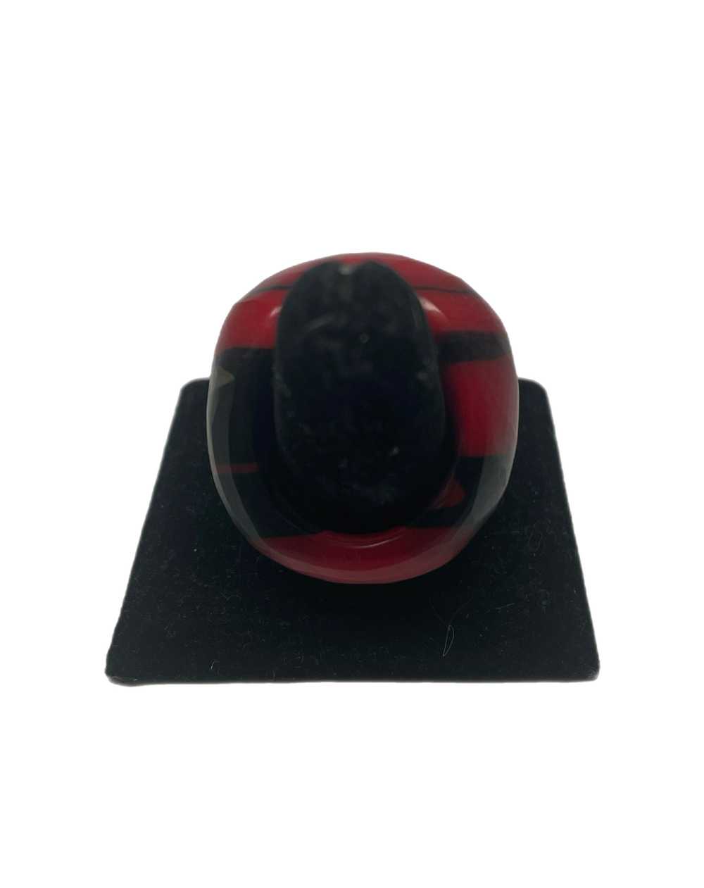 Cara Croninger Red & Black Stripe Resin Ring - image 2