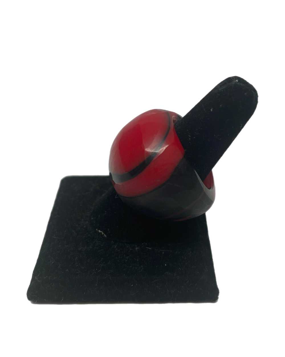 Cara Croninger Red & Black Stripe Resin Ring - image 3