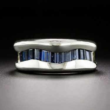 Contemporary Geometric Sapphire Wave Ring - image 1