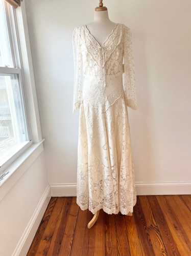 Martin McCrea Ivory lace boho wedding dress Med… - image 1