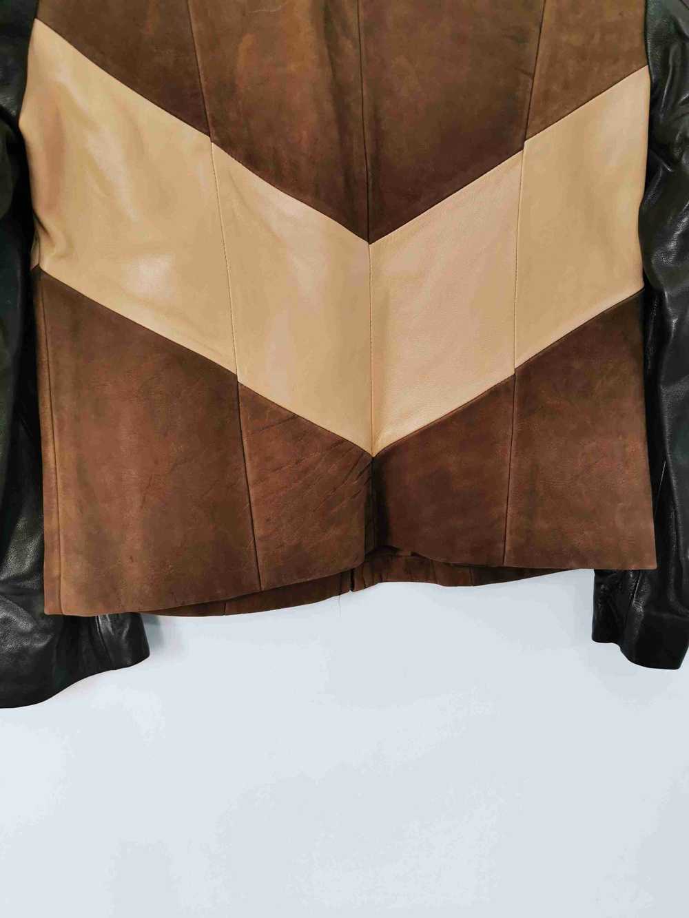Leather jacket - Light and dark brown and beige t… - image 6