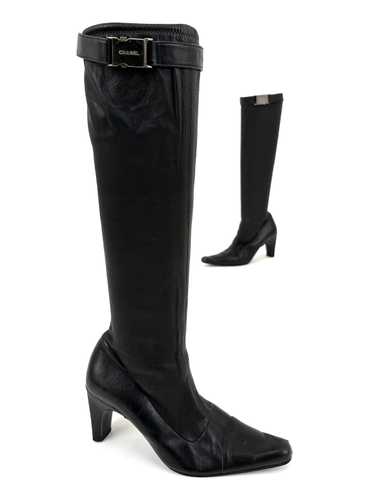 Chanel Leather Moto Sock Boots