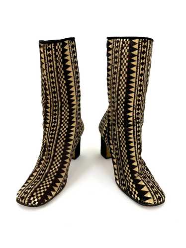 70's Ponyhair Printed Square-Toe Boots