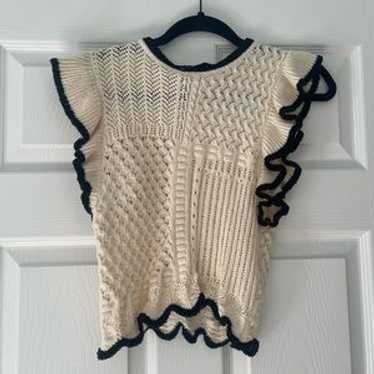 トップス andmary Crochet frill knit tops ANDMARY】Crochet frill knit tops
