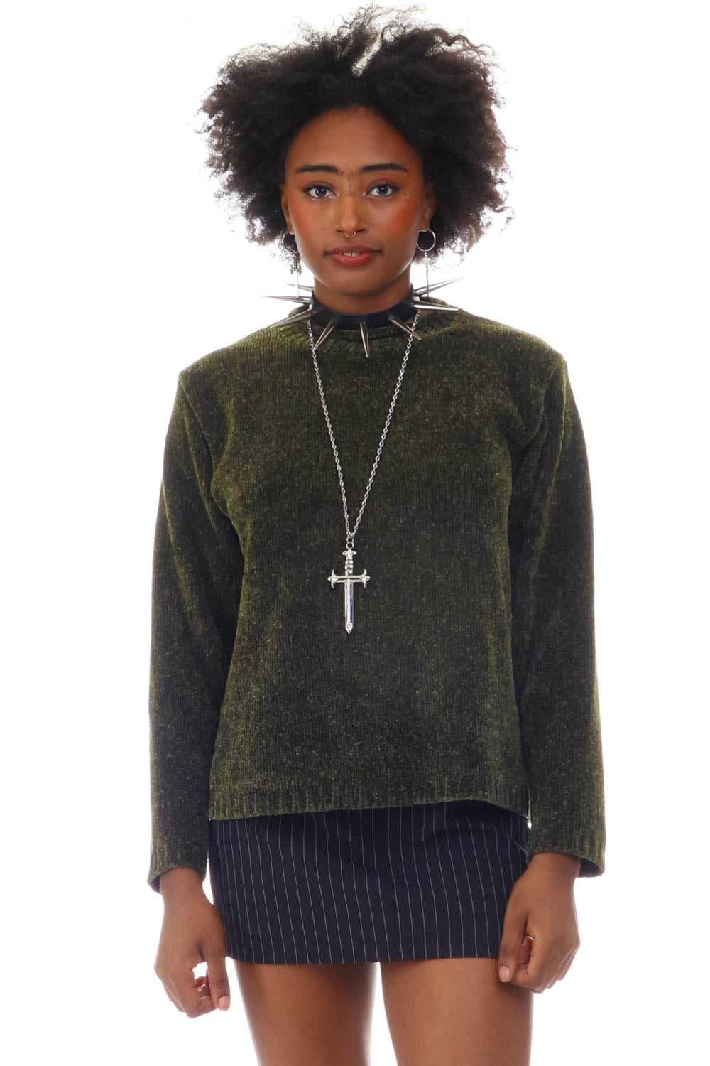 Vintage 90's Fuzzy Green Sweater - S/M - image 1