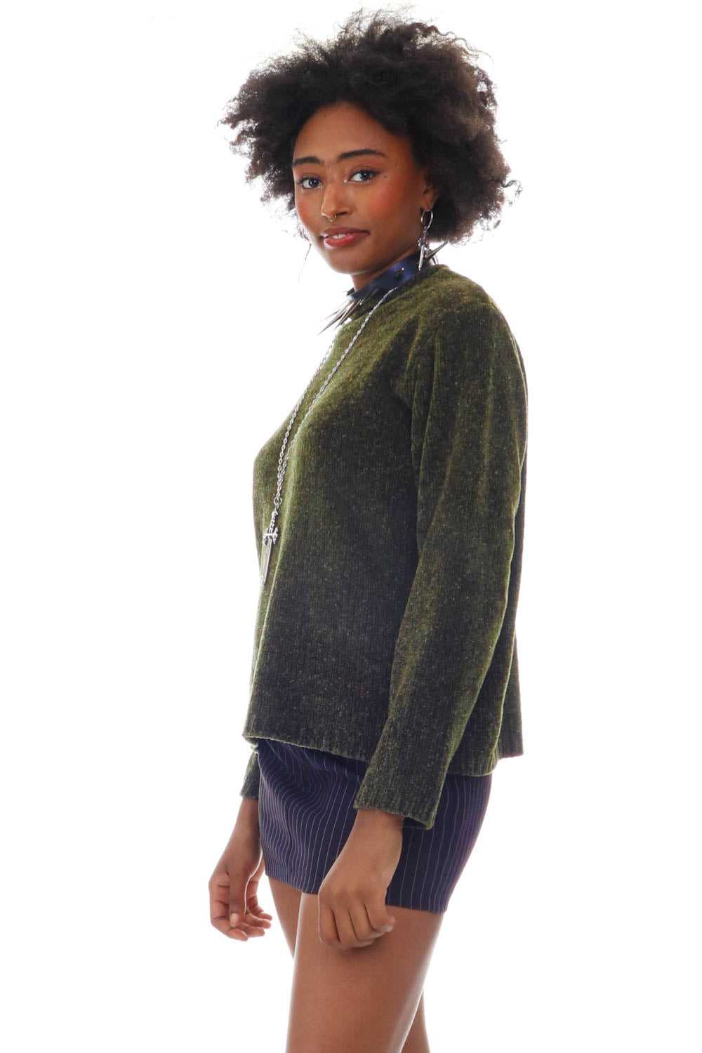 Vintage 90's Fuzzy Green Sweater - S/M - image 3