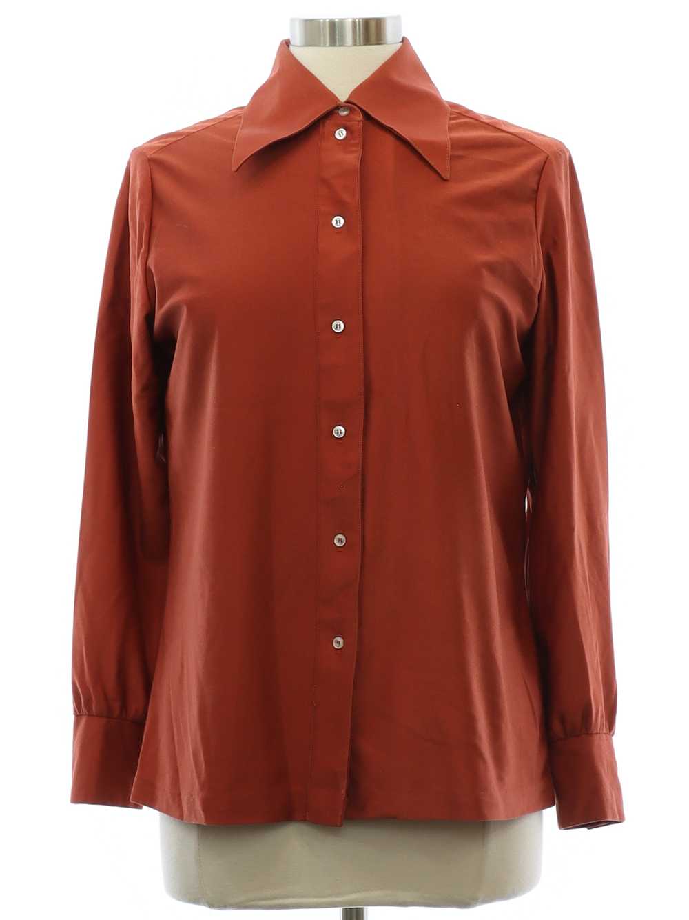 1970's Le Mar Womens Solid Disco Shirt - image 1