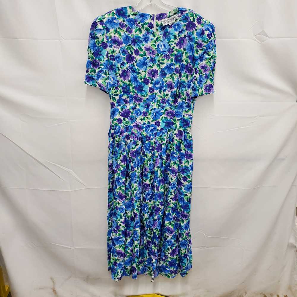 VTG Jessica Howard WM's Blue Floral Cotton Linen … - image 2