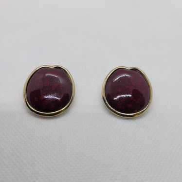 Vintage Large deep red stud earrings - image 1