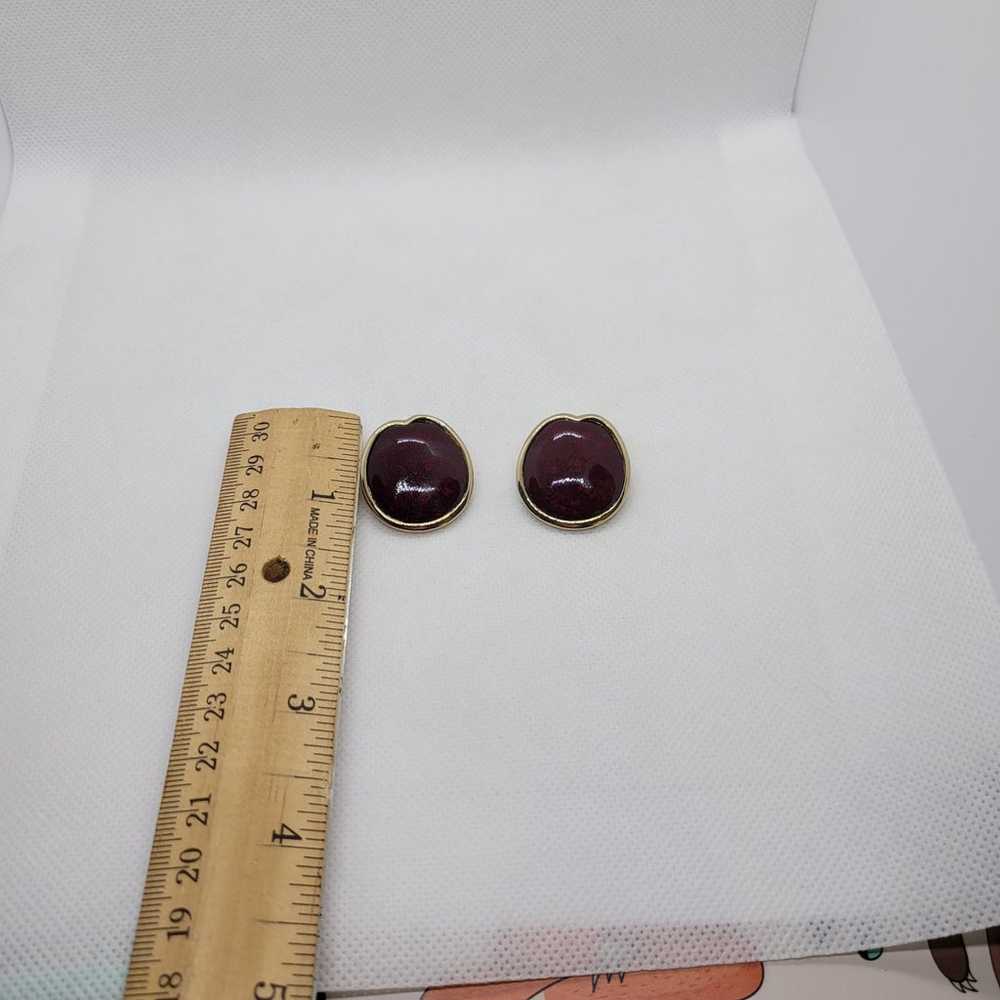 Vintage Large deep red stud earrings - image 2