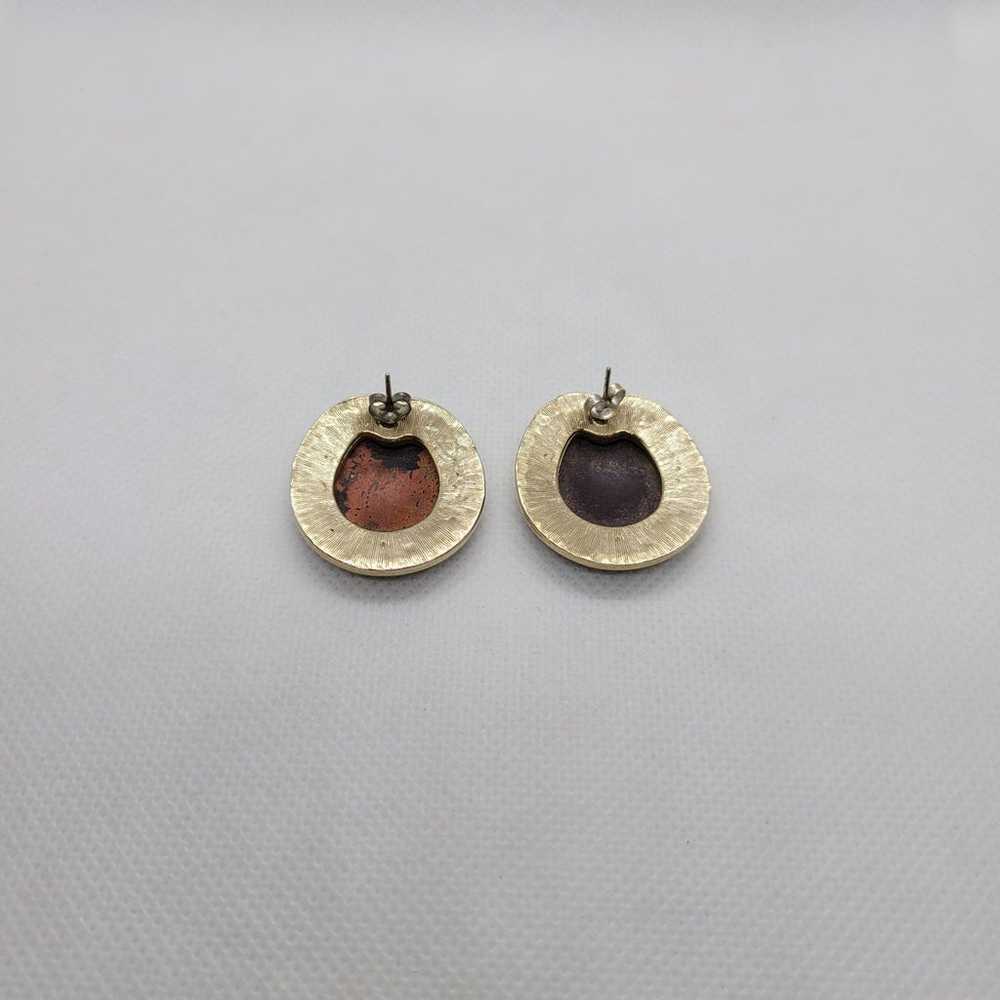 Vintage Large deep red stud earrings - image 3