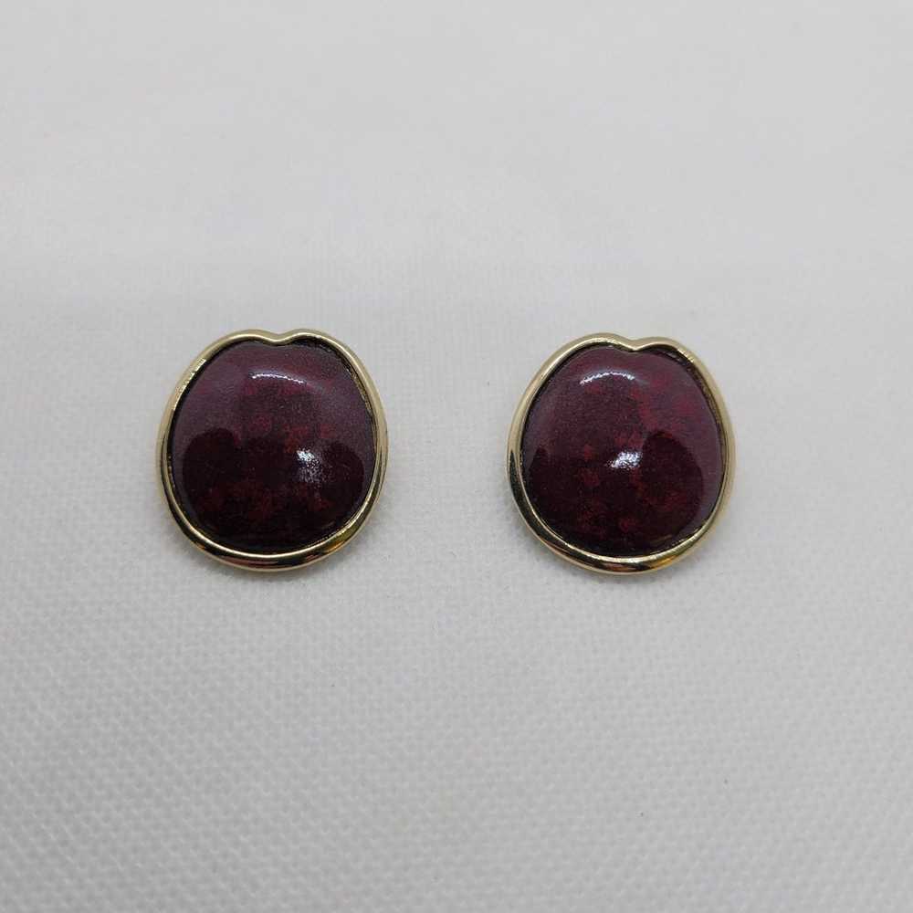 Vintage Large deep red stud earrings - image 4