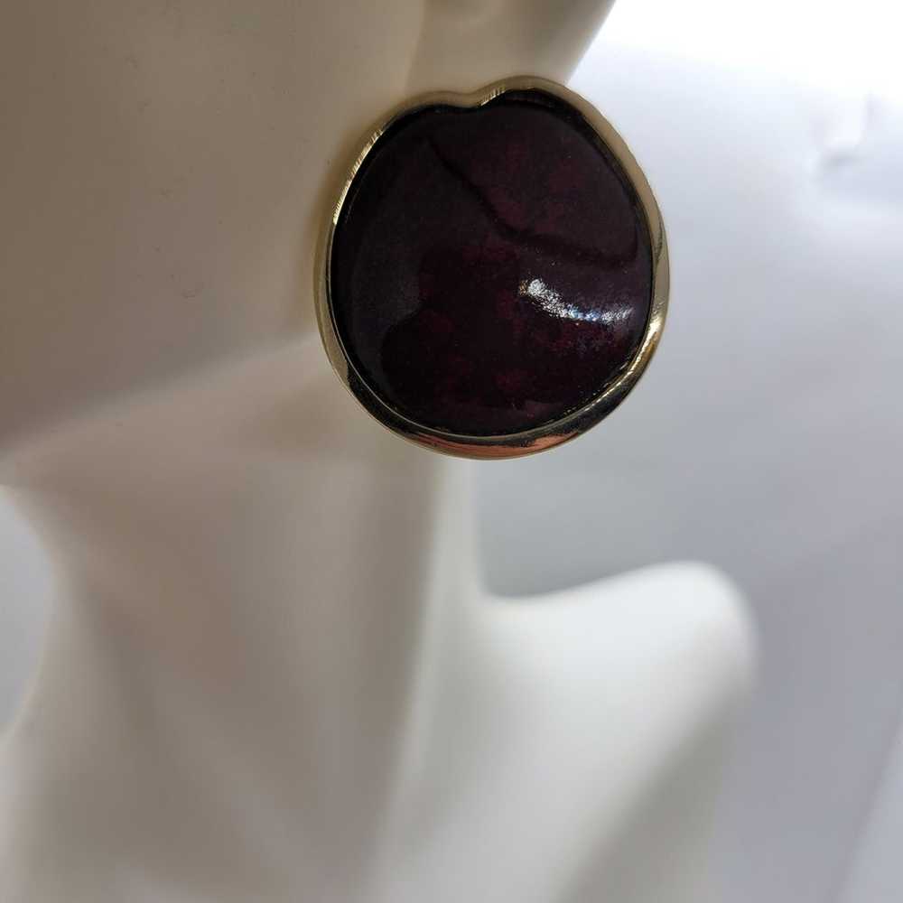 Vintage Large deep red stud earrings - image 6