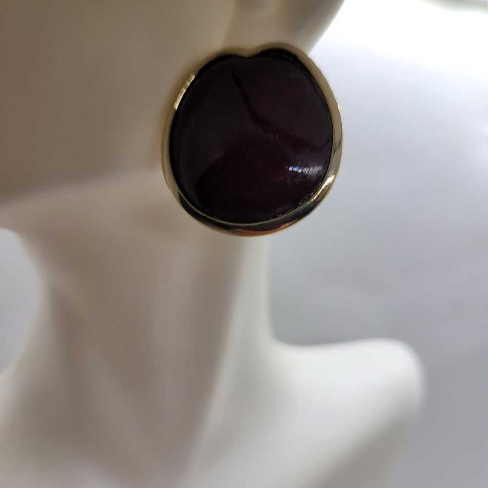 Vintage Large deep red stud earrings - image 9