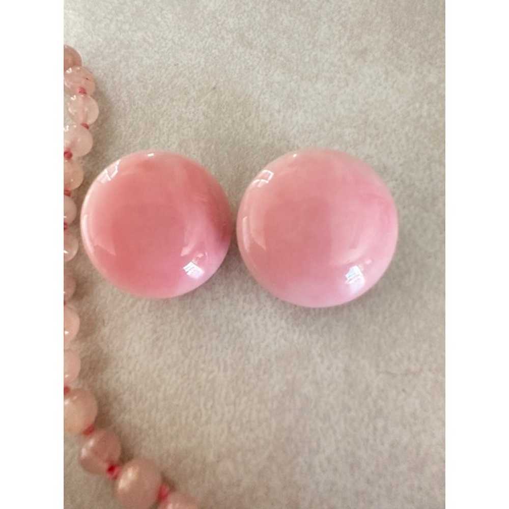 Vintage pink quartz painted floral beads beaded n… - image 5