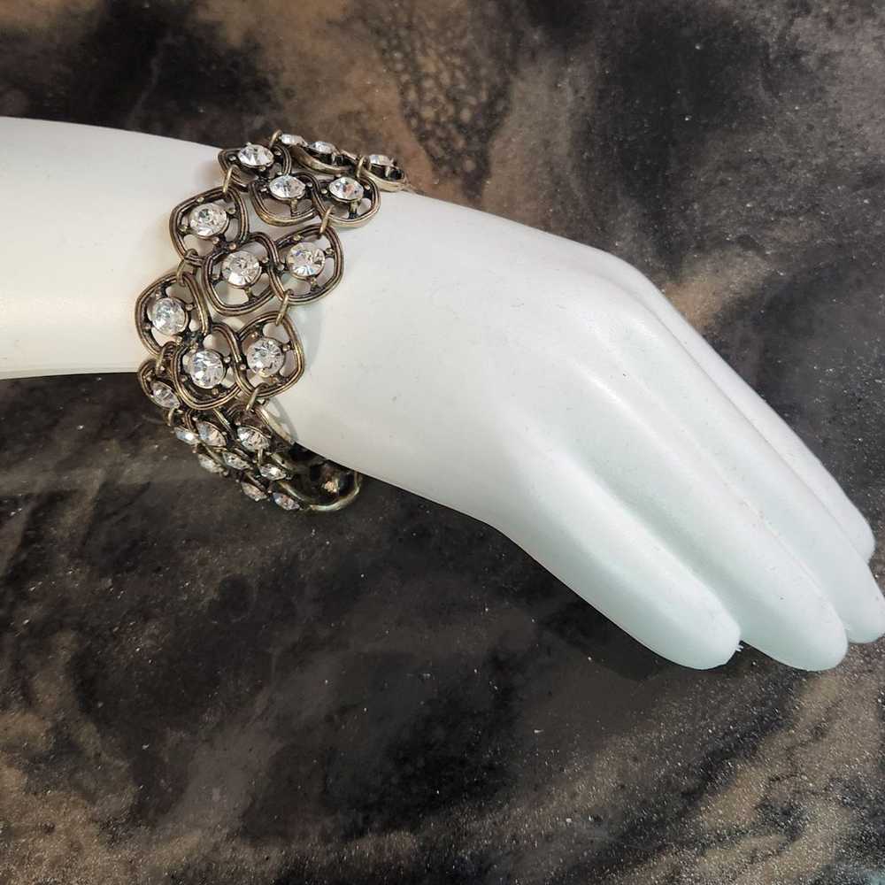 Vintage Crystal Rhinestones Toggle Closure Bracel… - image 1
