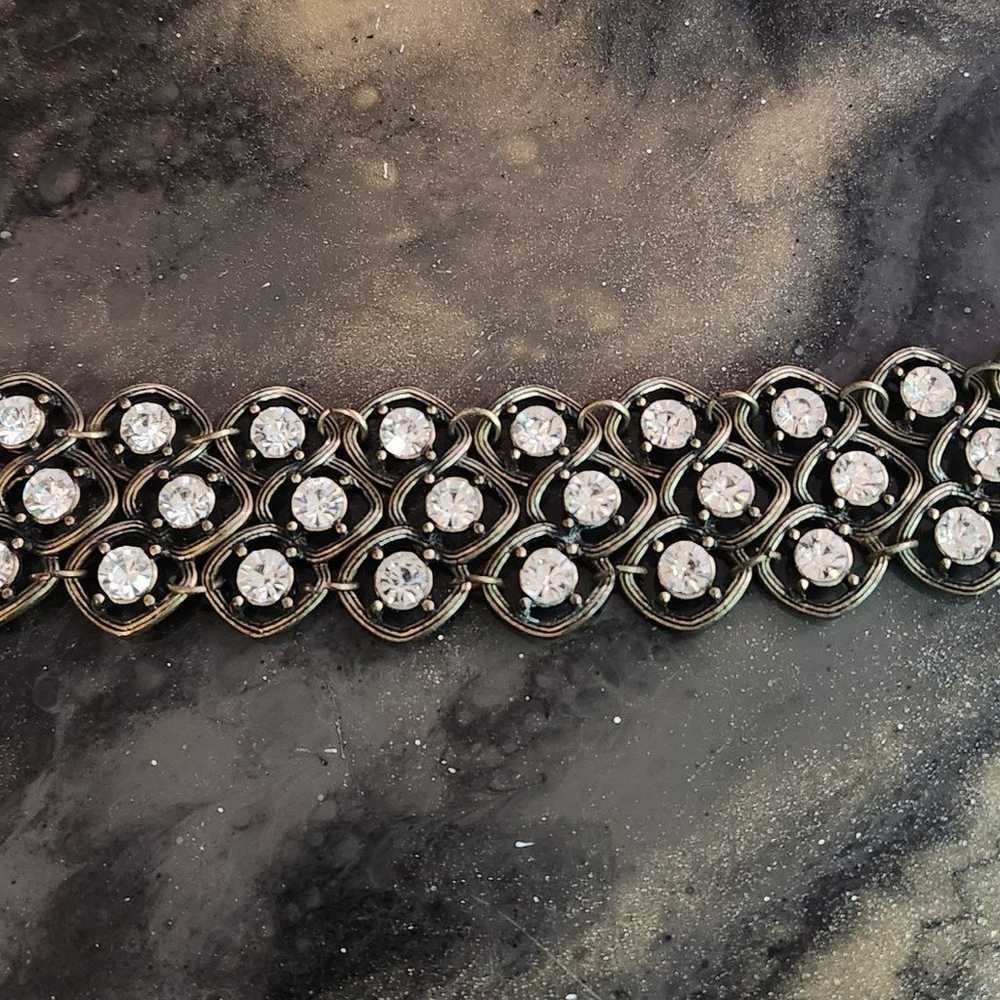 Vintage Crystal Rhinestones Toggle Closure Bracel… - image 4
