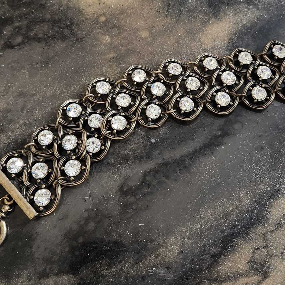 Vintage Crystal Rhinestones Toggle Closure Bracel… - image 6