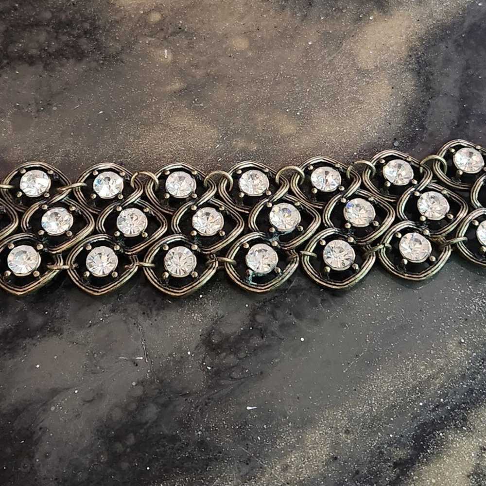 Vintage Crystal Rhinestones Toggle Closure Bracel… - image 7