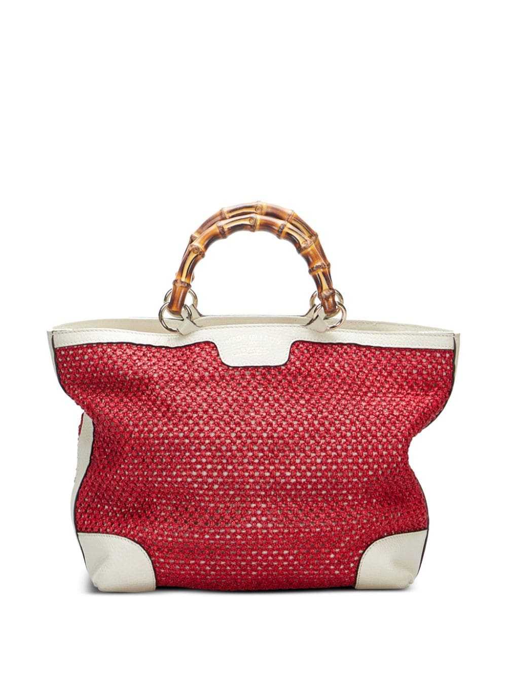 Gucci Pre-Owned medium Raffia Bamboo tote bag - R… - image 1