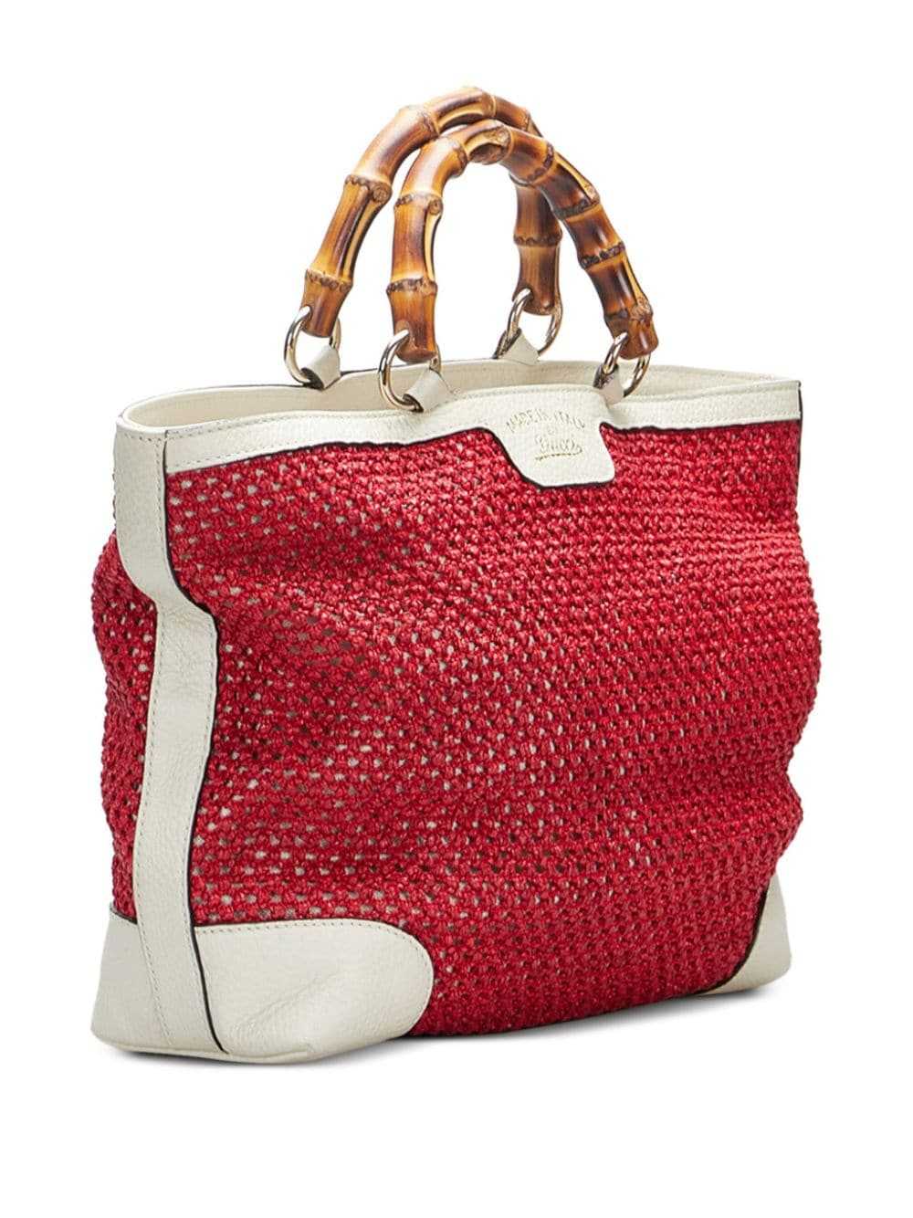 Gucci Pre-Owned medium Raffia Bamboo tote bag - R… - image 3