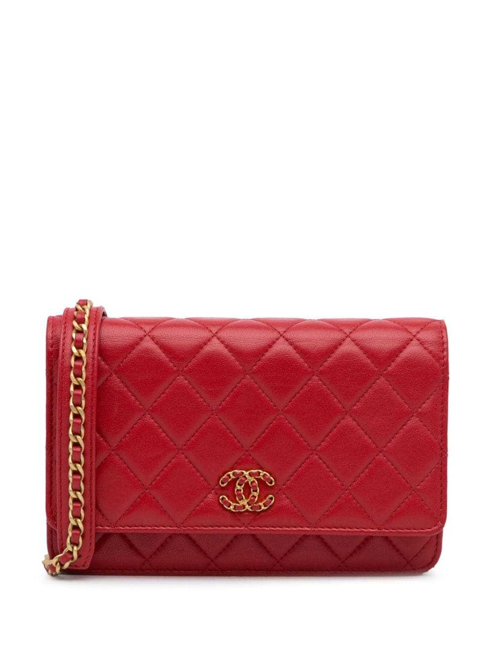 CHANEL Pre-Owned 2019 quilted wallet on chain - R… - image 1