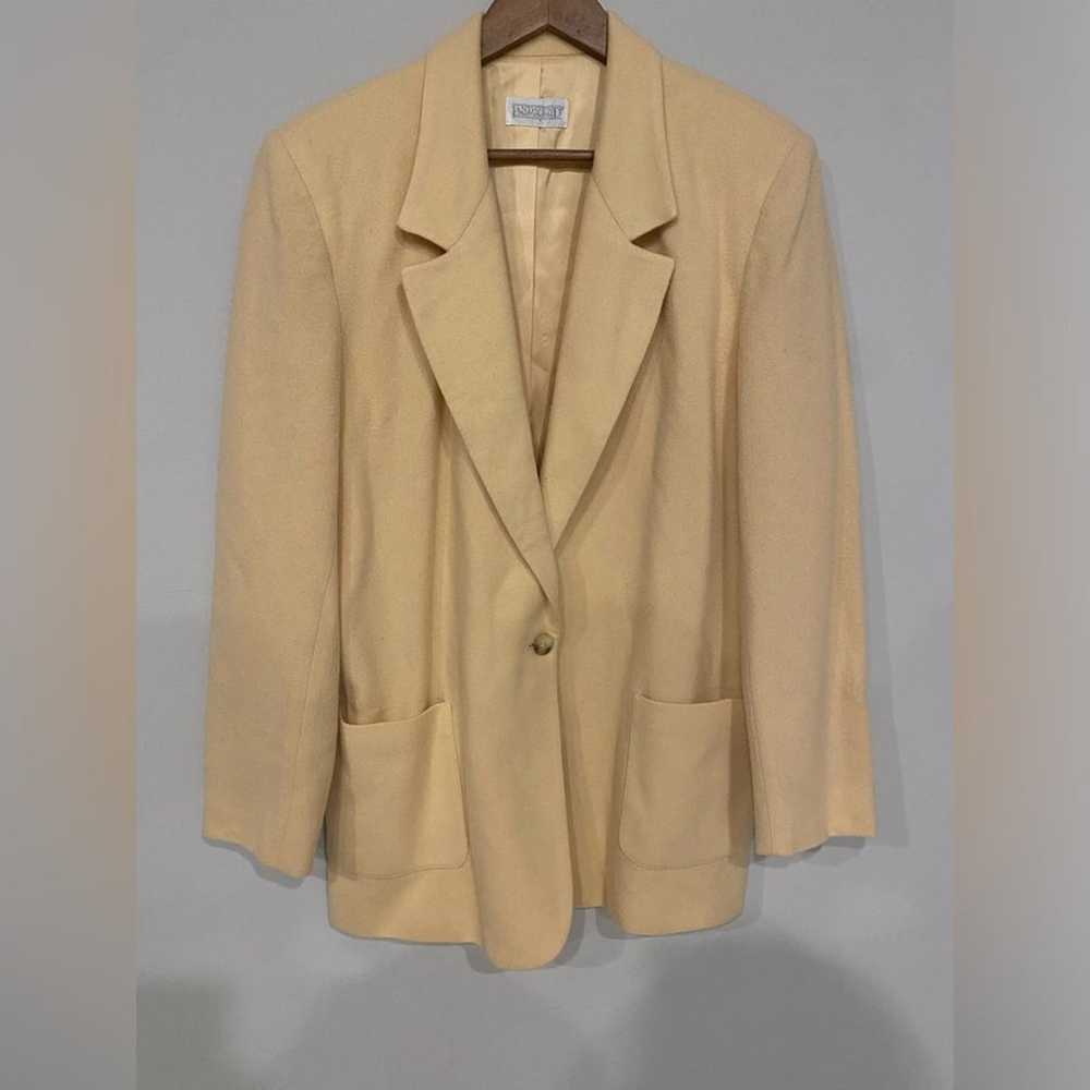 LandsEnd - Light Yellow Wool Blazer - image 3