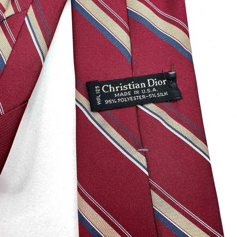 Vintage Christian Dior Red Striped Tie - image 3