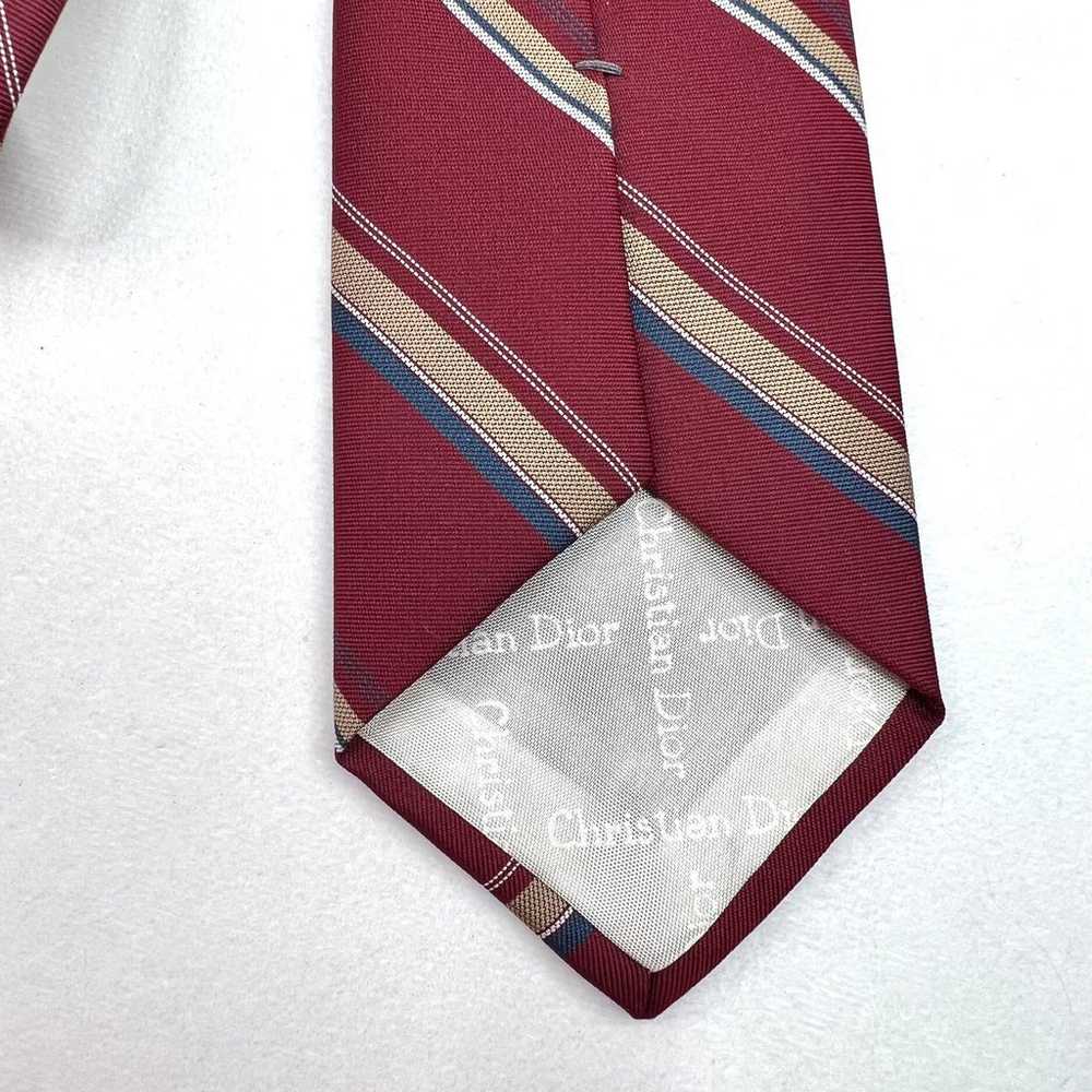 Vintage Christian Dior Red Striped Tie - image 4
