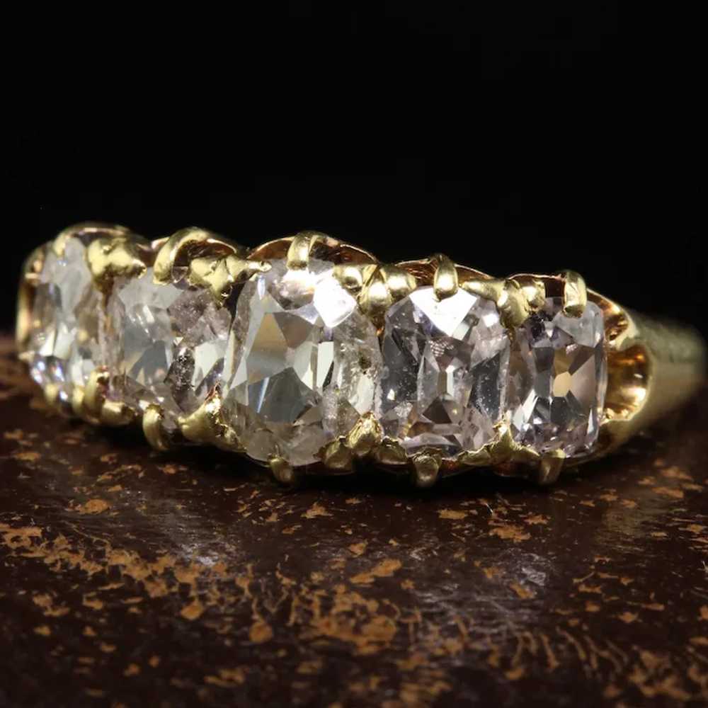 Antique Victorian 18K Yellow Gold Old Mine Cut Di… - image 3