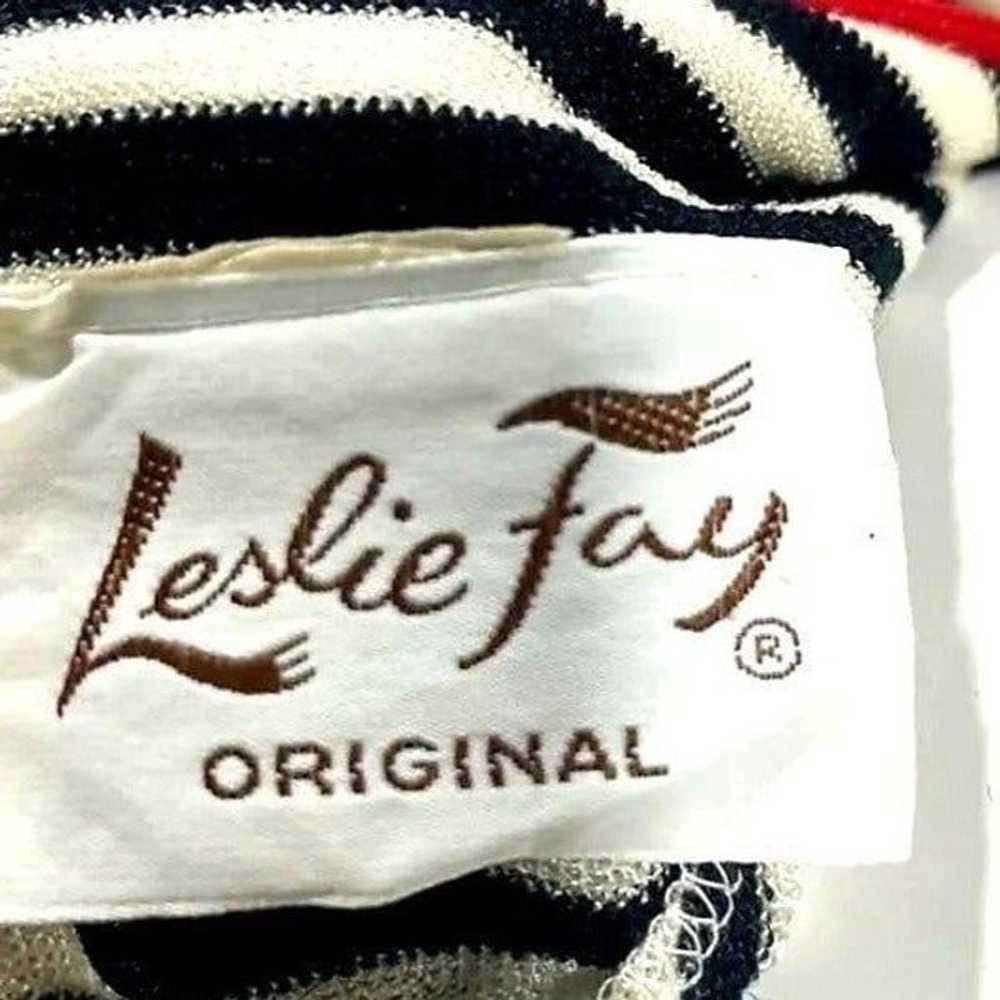 Pencil Dress Black White Stripe S Leslie Fay 60s … - image 3