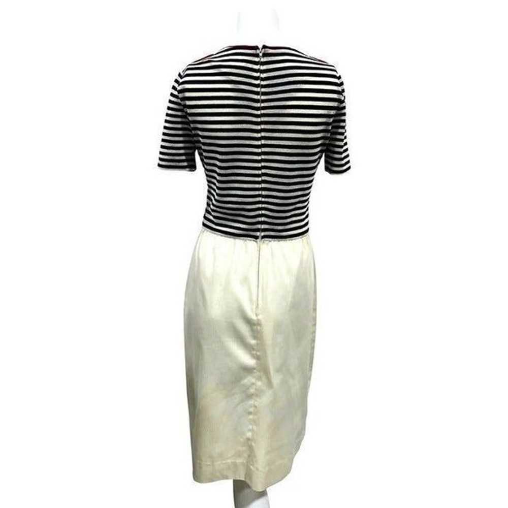Pencil Dress Black White Stripe S Leslie Fay 60s … - image 4