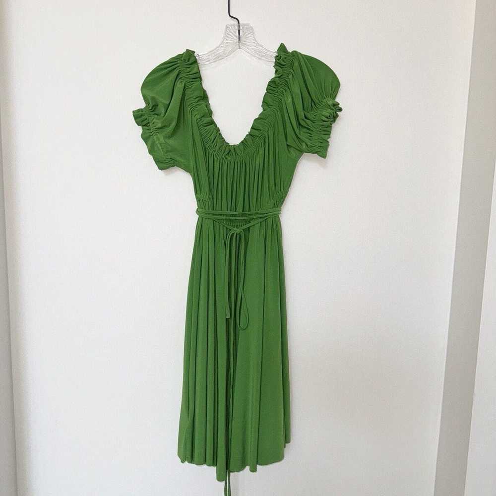 NORMA KAMALI green short sleeve peasant dress off… - image 1