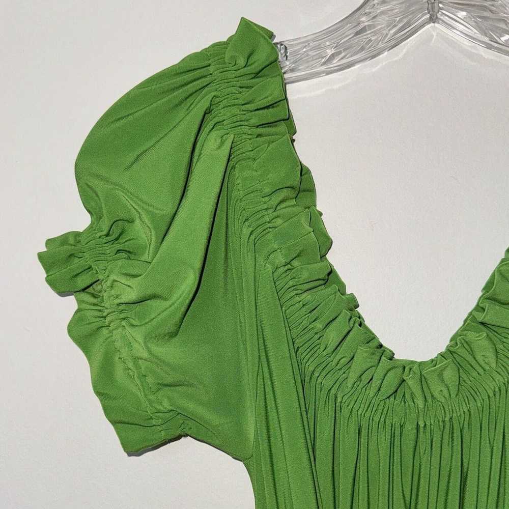 NORMA KAMALI green short sleeve peasant dress off… - image 4