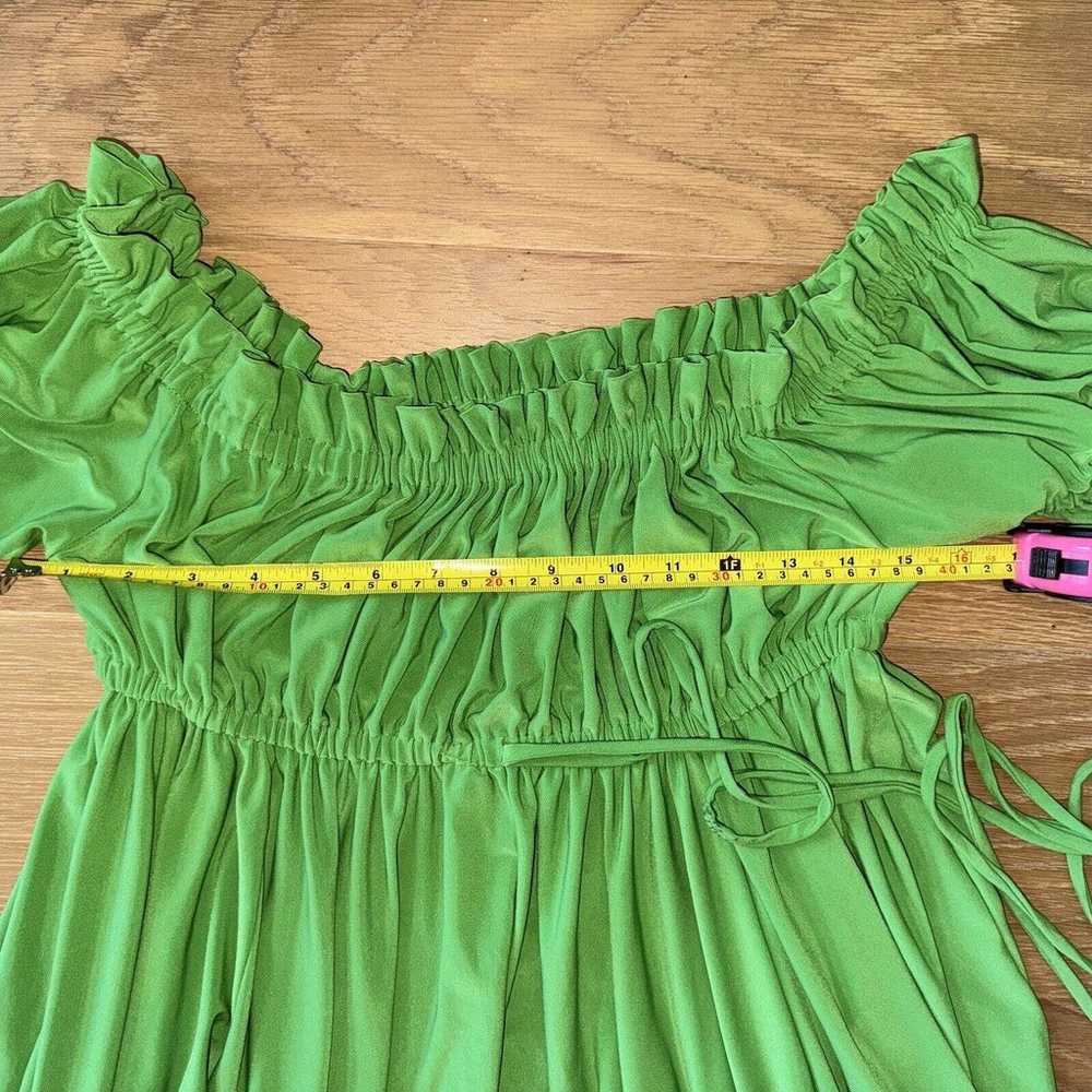 NORMA KAMALI green short sleeve peasant dress off… - image 6