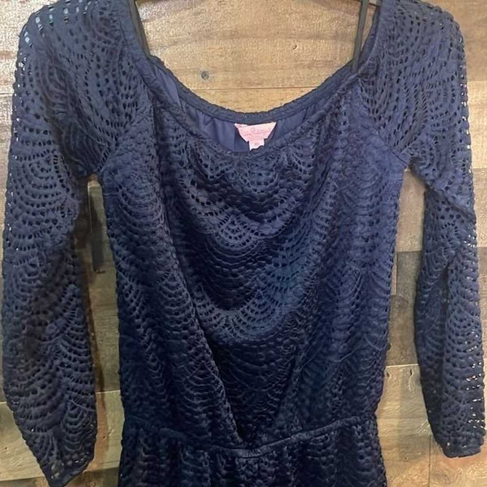 Lilly Pulitzer True Navy Scalloped Shell Lace Lan… - image 4
