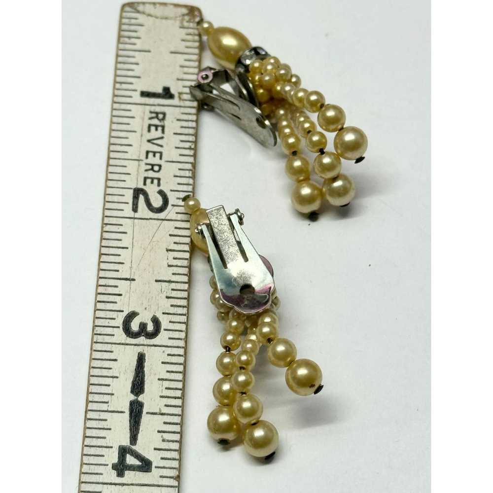 Vintage Vintage rhinestone faux pearl earrings - image 5