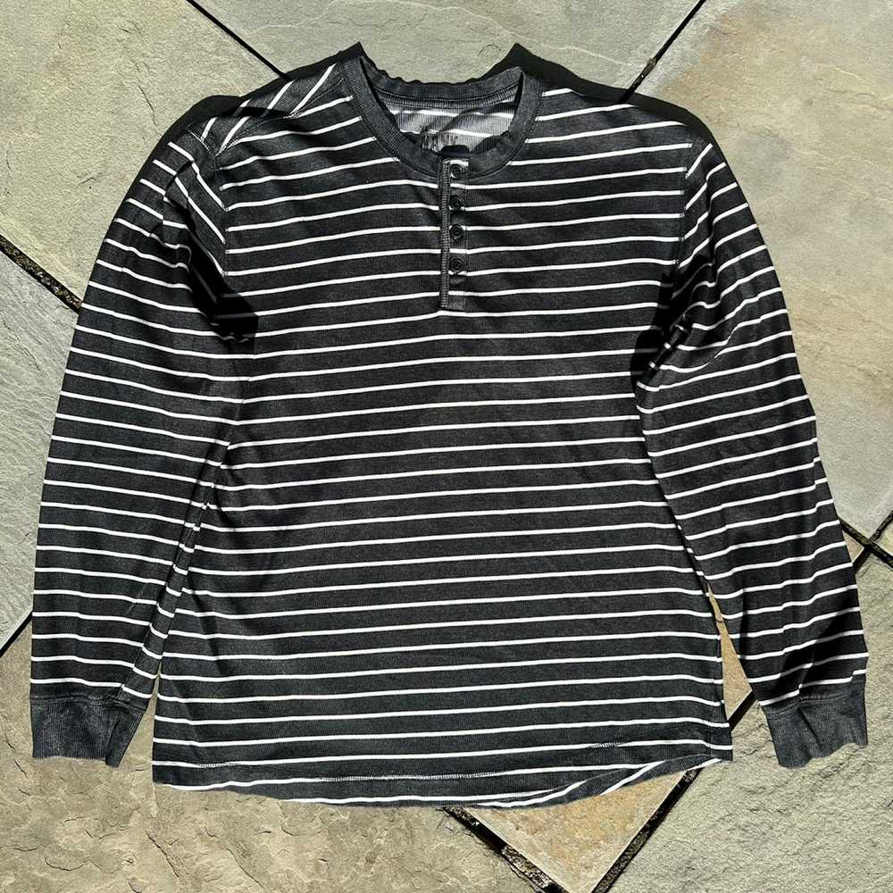 Old Navy × Vintage Y2K Dark Grey and White Stripe… - image 1