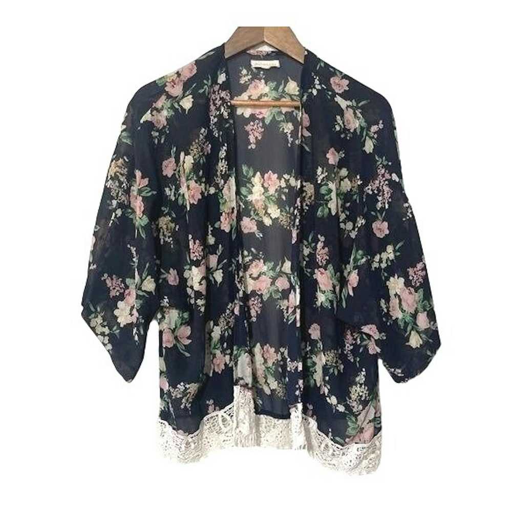 Other Rachel & Chloe Kimono Navy Floral white Cro… - image 1